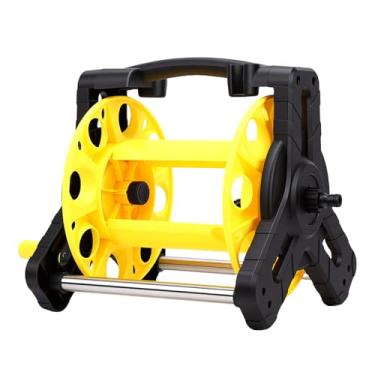 Imagem de Depisuta Jardim água Mangueira Carretel Cart, Titular Tubo Portátil Para Exterior, Suporta Até 82 Pés De Mangueira De 5/8 Polegadas, Wall Mounted Armazenamento Para Jardim Rega (Preto e Amarelo)