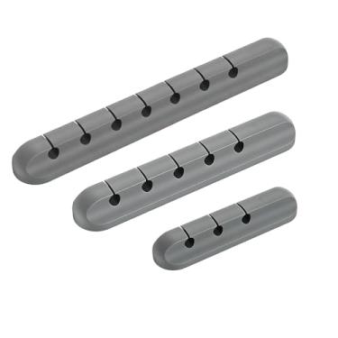 Imagem de Conjunto de 3 peças, cinza com 3, 5, 7 compartimentos, organizador de cabos, organizadores de cabos, clipes de cabo USB, suporte de cabo para mesa, carro, casa e escritório