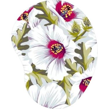 Imagem de Mouse Pad Ergonômico Gota Flores Brancas Vermelho Púrpura Fundo Claro