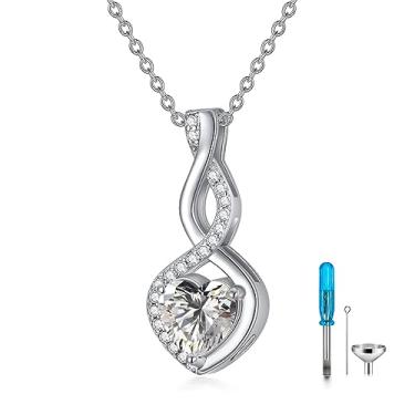 Imagem de LONAGO Colar de urna infinita para cinzas, prata esterlina/banhado a ouro, joia de cremação infinita, presente para mulheres, homens, cinzas humanas, Zircônia cúbica