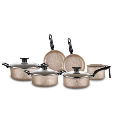 Imagem de Jogo de Panelas 06 Peças Bianco Antiaderente com Tampa de Vidro - Ditá