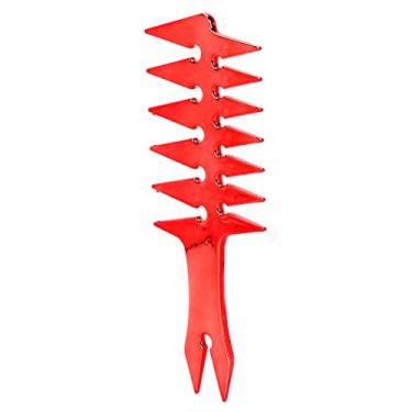 Imagem de Naroote Pente de Cabelo de Dentes Largos Masculino, Pente de Estilo de Cabelo Durável para Deslizamento de Sem Nós, de Abs Portátil para Homens (Vermelho)