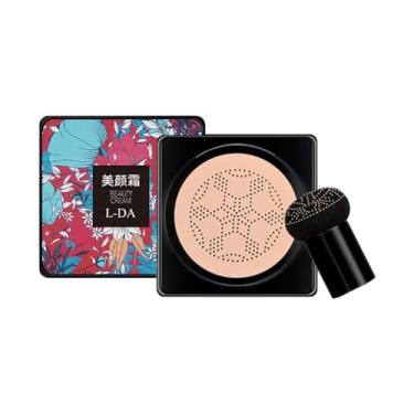 Imagem de MERIGLARE Corretivo de almofada de ar de cabeça de cogumelo com esponja de maquiagem, tom de pele uniforme, base de maquiagem facial creme BB iluminado, Cor natural