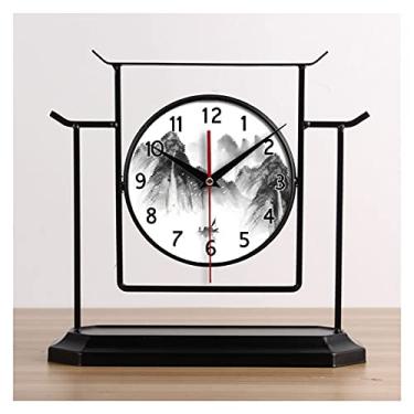 Imagem de U5GAAALPPQ9 Relógio de mesa, relógio de mesa, relógio de mesa, novos relógios de estilo chinês, decoração para casa, sala de estar, ornamentos, relógio retro, relógio de secretária decorativo de 30 cm