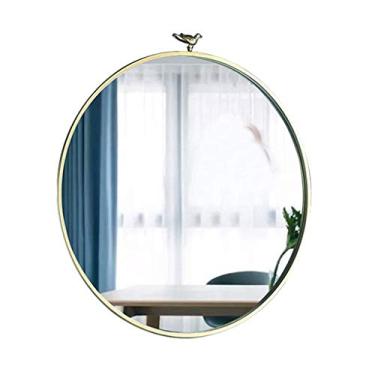 Imagem de U5GAAALPPQ9 Espelho de barbear espelho de maquiagem círculo banheiro espelho de parede dourado e criativo decorativo maquiagem vaidade de barbear para apartamento sala de estar apartamento (diâmetro