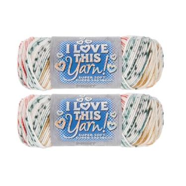 Imagem de Hobby Lobby Print I Love This Yarn - 4 médios 100% acrílico, 250 metros, fio para cobertores de tricô de crochê, chapéus e acessórios, conjunto de 2, 841 paralelepípedos