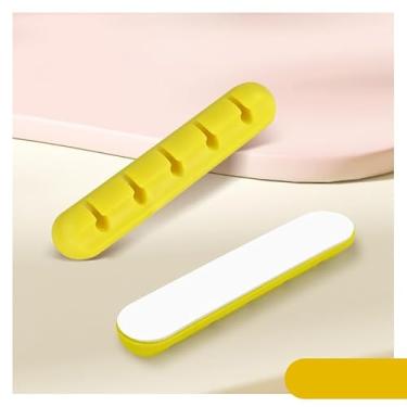 Imagem de Clipes organizadores de cabos, suporte de cabo para mesa, clipes de gerenciamento de cabos USB para cabos de alimentação, carregadores de telefone, carro, casa e escritório, amarelo