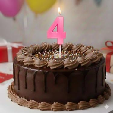 Imagem de Vela De Aniversário Mini Design Número Com 5Cm Silver Festas Rosa (Número 4)