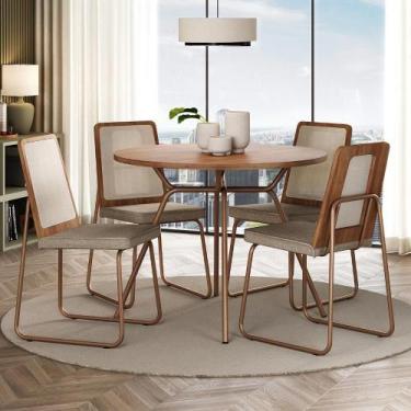 Imagem de Conjunto Sala De Jantar 4 Cadeiras Domani Rosê Carraro - MÓVEIS CARRAR