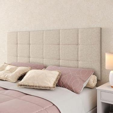 Imagem de Cabeceira Painel Estofada Suspensa Bia 1,60 Cama Box casal (Bege Linho)