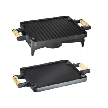 Imagem de Rechaud Dupla Face De Ferro Fundido Chapa Lisa E Grelhada