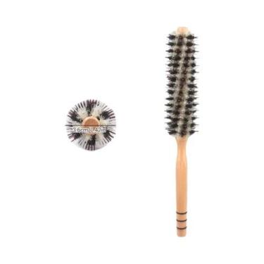 Imagem de Escova De Cabelo Redonda De Madeira Com Cerdas Naturais De Javali Para