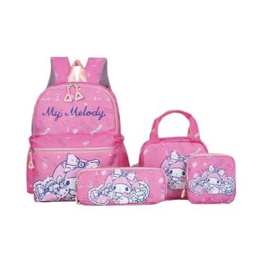 Imagem de Conjunto De Mochila Kuromi Hello Kitty 4 Peças: Mochila, Estojo, Bolsa