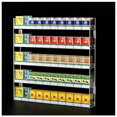 Imagem de Rack de exibição de cigarro acrílico - Organizador de bancada montado na parede para varejo, vitrine de supermercado, solução de armazenamento durável de 61,5 x 6 x 64 cm