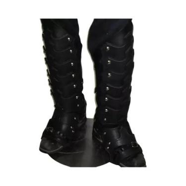 Imagem de Armadura De Perna Masculina Medieval Em Couro PU, Caneleiras Góticas, 