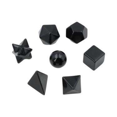 Imagem de Conjunto De Pedras Sagradas De Obsidiana Negra 7 Peças Sólidos Platoni