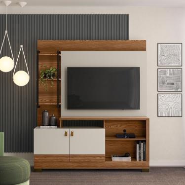 Imagem de Estante Home 160Cm Jatiuca Para Tv Até 50 Freijó/Off White