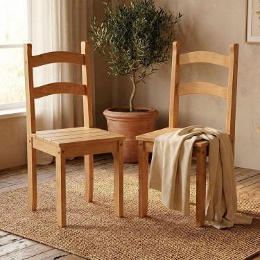 Imagem de Kit 2 Cadeiras em Madeira Maciça Amêndoa Marin