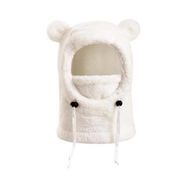 Imagem de Gorro Unissex Com Orelhas De Urso, Máscara Integrada E Cachecol Para O