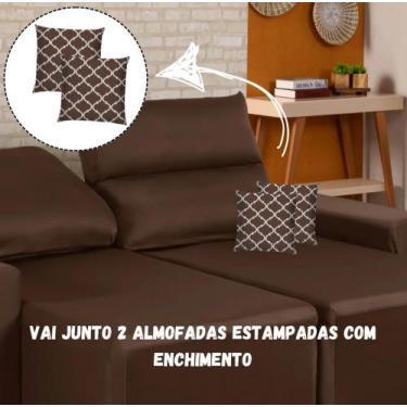 Imagem de Capa De Sofá Retrátil Reclinável Lira 2 Lugares + 2 Almofadas Cheia Es