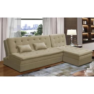 Imagem de Sofá Cama King 5 Lugares 2,70 Amélia Suede - Mirra Decor, Bege