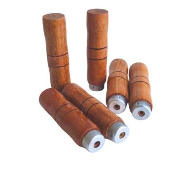 Imagem de 12 Cabos De Madeira Torneado Com Anilha Para Espeto Grelha - NEI DOS C