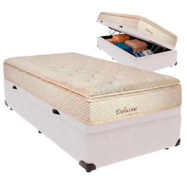 Imagem de Cama Box Baú Solteiro e Colchão Deluxe Molas Ensacadas Colchobel Branc