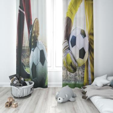 Imagem de Cortina Tecido Oxford Quarto Infantil Futebol Ataque e Defesa - 220x14