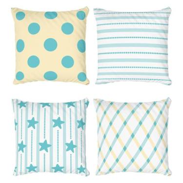 Imagem de Kit 4 Capas de Almofada Infantil Decorativa Poá, Estrelas e Listras Am