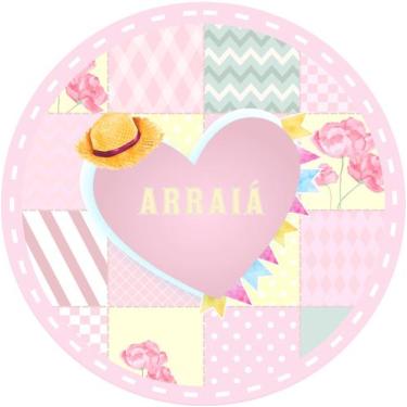 Imagem de Painel de Lona Redondo Arraiá Rosa Fundo Retalho - Fabrika De Festa, 1