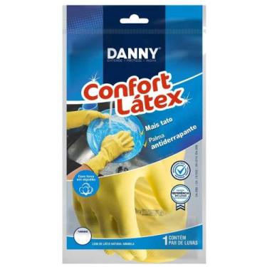 Imagem de Luva latex danny amarela tamanho p m g, G