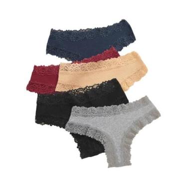 Imagem de Conjunto De Calcinhas Sem Costura Em Renda De Algodão plus Size Para M