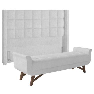 Imagem de Cabeceira Cama Box King 195cm Pisa E Recamier Neville Z37 Boucle Branco - Mpozenato