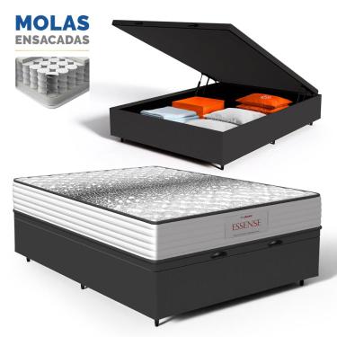 Imagem de Cama Box Baú com Colchão de Molas Ensacadas Double Face Essence Probel Casal 138cm