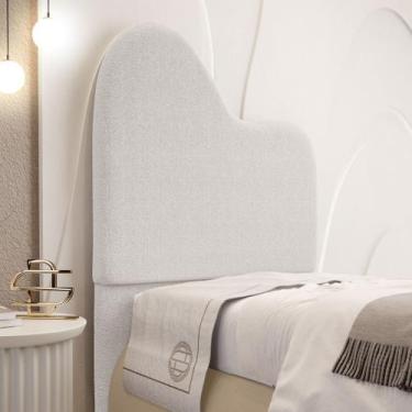 Imagem de Cabeceira Orgânica Cama Box Solteiro Sea 90cm com Frame Bouclé Off Whi