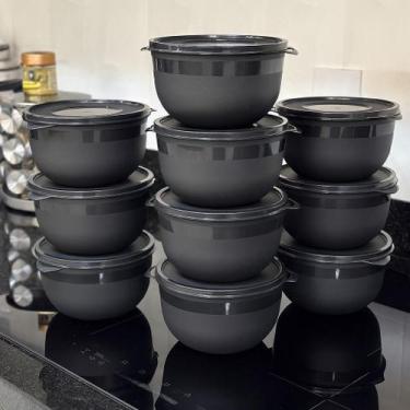 Imagem de Kit 10 Potes Bowl 1300ml Plástico com Tampa  Marmita Cozinha, Freezer,
