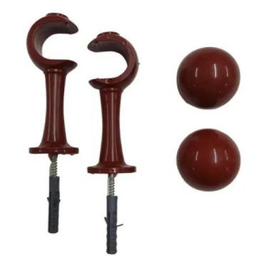 Imagem de Suporte Para Cortinas De Varão 28mm Grosso - Flor de maio, Mogno