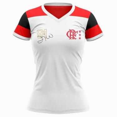 Imagem de Camisa Flamengo Feminina Zico Retro Mengão Baby Look Oficial - BRAZILI