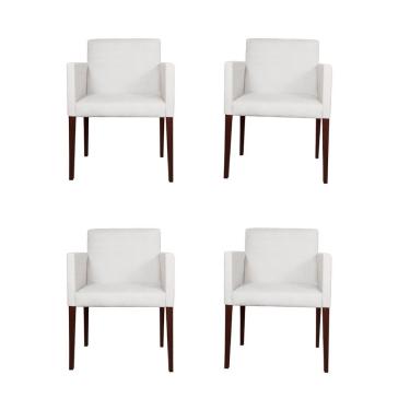 Imagem de Kit 4 Poltronas Nina Executiva Tecido Sintético Branco Rud House
