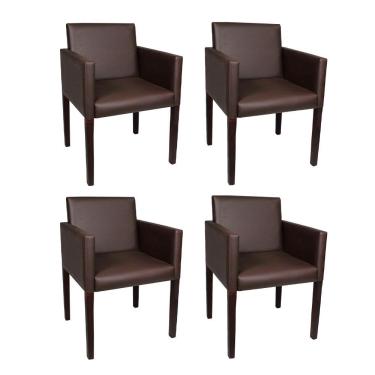 Imagem de Kit 4 Poltronas Nina Executiva Em Couro Sintético Marrom Café Rud House