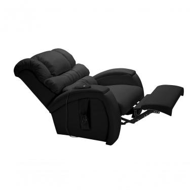 Imagem de Poltrona Reclinável Motorizada Imperial Massageadora Couro Sintético Preto Império Estofados