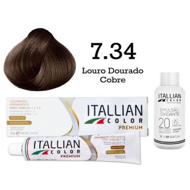 Imagem de Coloração 7.34 Louro Dourado Cobre + Oxi 20 Vol  Itallian Color - Ital