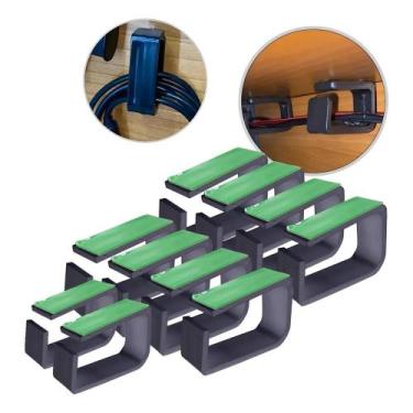 Imagem de Kit 10 Organizador Fixador Cabos Passa Fio Oculto Baixo Mesa - Congrat