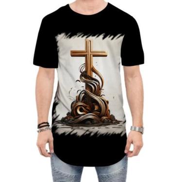 Imagem de Camiseta Longline da Cruz de Jesus Igreja Fé 10 - Kasubeck Store®, P