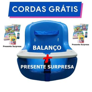 Imagem de Balanço Infantil Plástico AZUL e PRESENTE SURPRESA Bebê Criança Cadeir