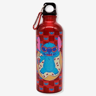 Imagem de Garrafa com Mosquetão Stitch Vermelha- Disney para Bebidas 500ML em Alumínio com Presil...