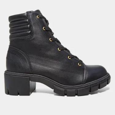 Imagem de Bota Coturno Feminino Moleca Salto grosso 5338.107, 35, Preto
