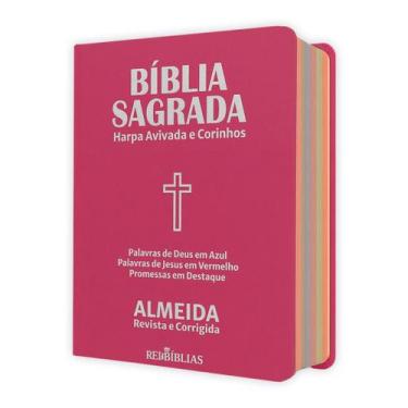 Imagem de Bíblia Sagrada Tamanho Médio  ARC - Capa Luxo Pink c/ Harpa Cristã - R