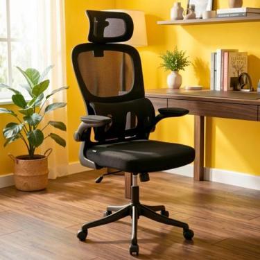 Imagem de Cadeira de Escritório Ergonômica Presidente Giratória Reclinável Preto