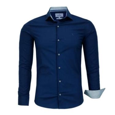 Imagem de Camisa Social Masculina Amil Manga Longa Slim Sem Bolso Com Elastano 1